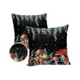 thumbnail image 2 of Outdoor Throw Pillow Cover Natural Wild Mushroom Plant Waterproof Cushion Covers 2 Pack Eucalyptus Leaves Star on Black Pillow Cases Home Decoration for Patio Garden Couch Sofa, 2 of 7