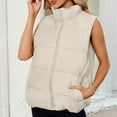 thumbnail image 7 of Women's Lightweight Quilted Puffer Vest - Full Zip Stand Collar Sleeveless Down Jackets Warm Winter Gilet Outerwear, 7 of 7