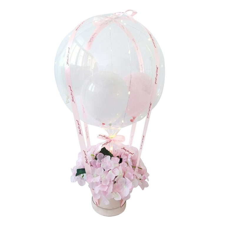 Doolland 1Pcs Light Up Bobo Balloons with Rose Bouquet Wedding Transparent  Light Ball Set Glow Bubble Balloons for Valentine's Day Party Decor DIY