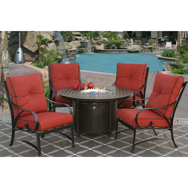 Newport Outdoor Patio 5pc Set 50 Inch, White Outdoor Patio Furniture Set With Fire Pit Sam S Club