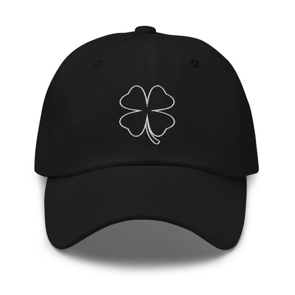 Irish Shamrock Hat, Dad Hat, Irish American Hat, 4 Leaf Clover Embroidered Hat, St. Patrick's Day Hat, Lucky Shamrock Hat, Lucky Hat (Black)