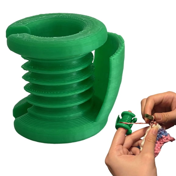 Yarn Guide Ring for Crocheting – Crochet Tension Ring & Finger Guard, Adjustable Yarn Holder for Knitting Sewing Weaving,Green 1.2"x1.3"