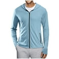 thumbnail image 2 of YOIAVAIOY Men's UPF 50+ Sun Protection Hoodie Jacket Lightweight Full Zip Hoodies Solid Athletic Jackets with Thumb Holes, 2 of 9