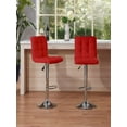 thumbnail image 3 of Bar Stools Set of 2, Adjustable Bar Stools, Armless Adjustable Swivel Barstools, PU Leather Hydraulic Kitchen Counter Height Bar Stools, Thickened Seat Cushion Square Island Barstools with Back, 3 of 7