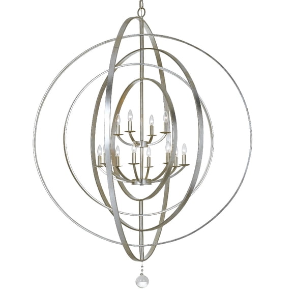 Crystorama Luna 12 Light Antique Silver Sphere Chandelier - 60'' W x 63'' H
