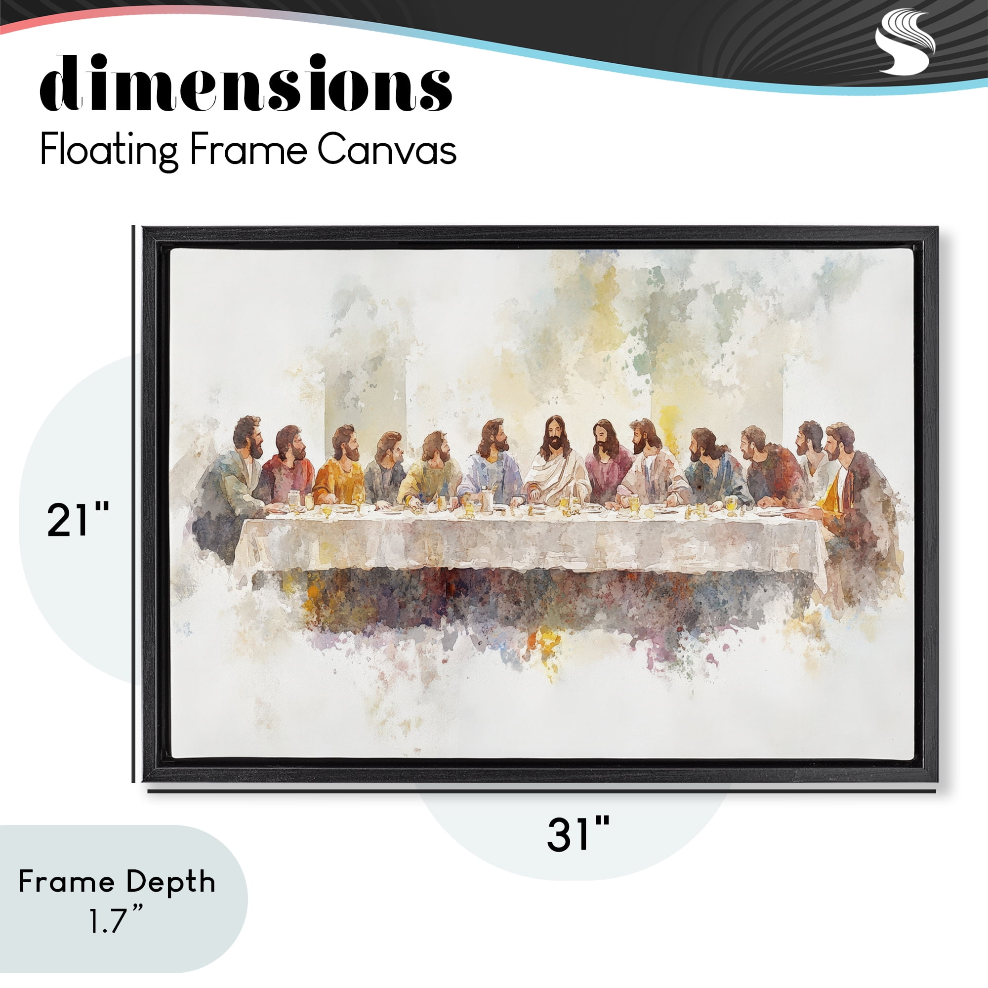 Stupell Industries Watercolor Supper Spirituality Black Framed Floater Canvas Wall Art, design by Petal Prints Design