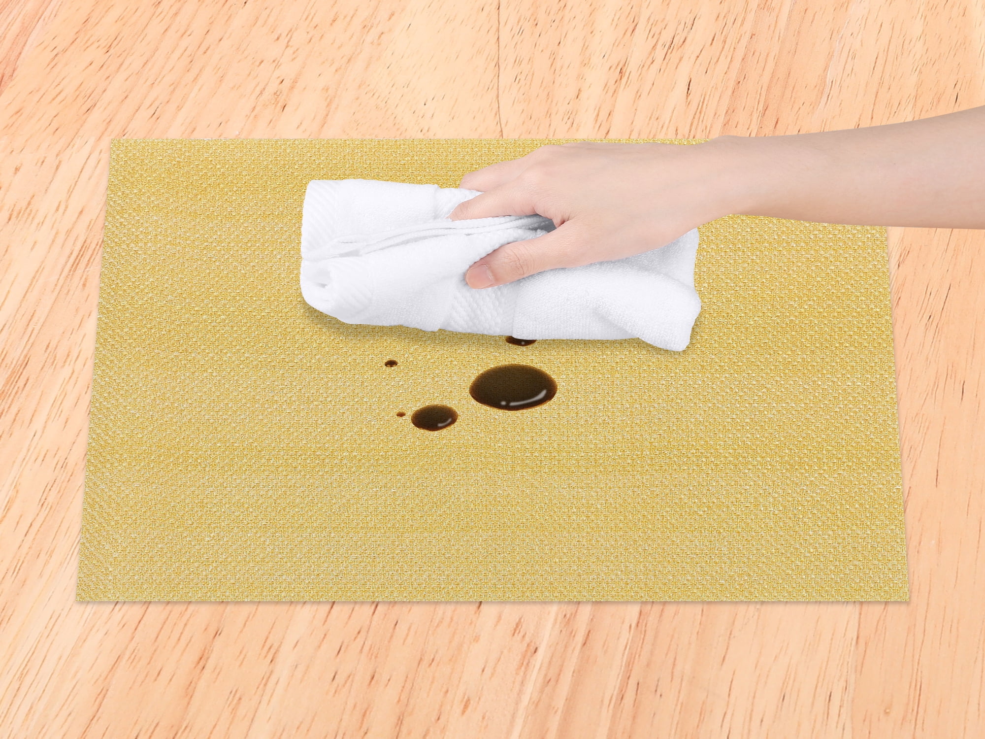 Unique Bargains Placemats Set of 6 Washable Placemats for Dining Table Decor Gold