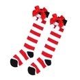 thumbnail image 3 of Girl Christmas Thigh High Socks Striped Teen Girls Over the Knee Long Socks with Bowknot Holiday Knit Stockings Gift, 3 of 5