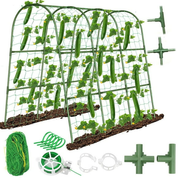 Bgsha U-Frame Vegetable Trellis Metal Rustproof Vine Climbing Frame Kit With Climbing Net Garden Cucumber Trellis For Tomatoes Grapes