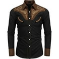 thumbnail image 4 of Button Up Shirt Men Western Style Turndown Collar Long Sleeve Thin Shirt Slim Fit Casual Men Shirts Graphic, 4 of 9