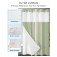 thumbnail image 2 of No Hook Cloth Fabric Shower Curtain with Snap in Liner, Sage Green Beige Striped Waterproof Shower Curtains Set with See Through Top Window, Modern Farmhouse Retro Lines Bath Curtains Shower 72"x96", 2 of 6