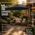 thumbnail image 4 of 10 ft Cantilever Patio Umbrella with Protective Cover, 360° Rotation Offset Hanging Umbrella with Tilt & Crank, Outdoor Heavy-Duty Sun Shade, Navy Blue, 4 of 7