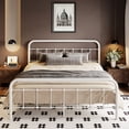 thumbnail image 3 of SHA CERLIN Queen Size Metal Platform Bed Frame with Victorian Vintage Headboard & Under-bed Storage, White, 3 of 9
