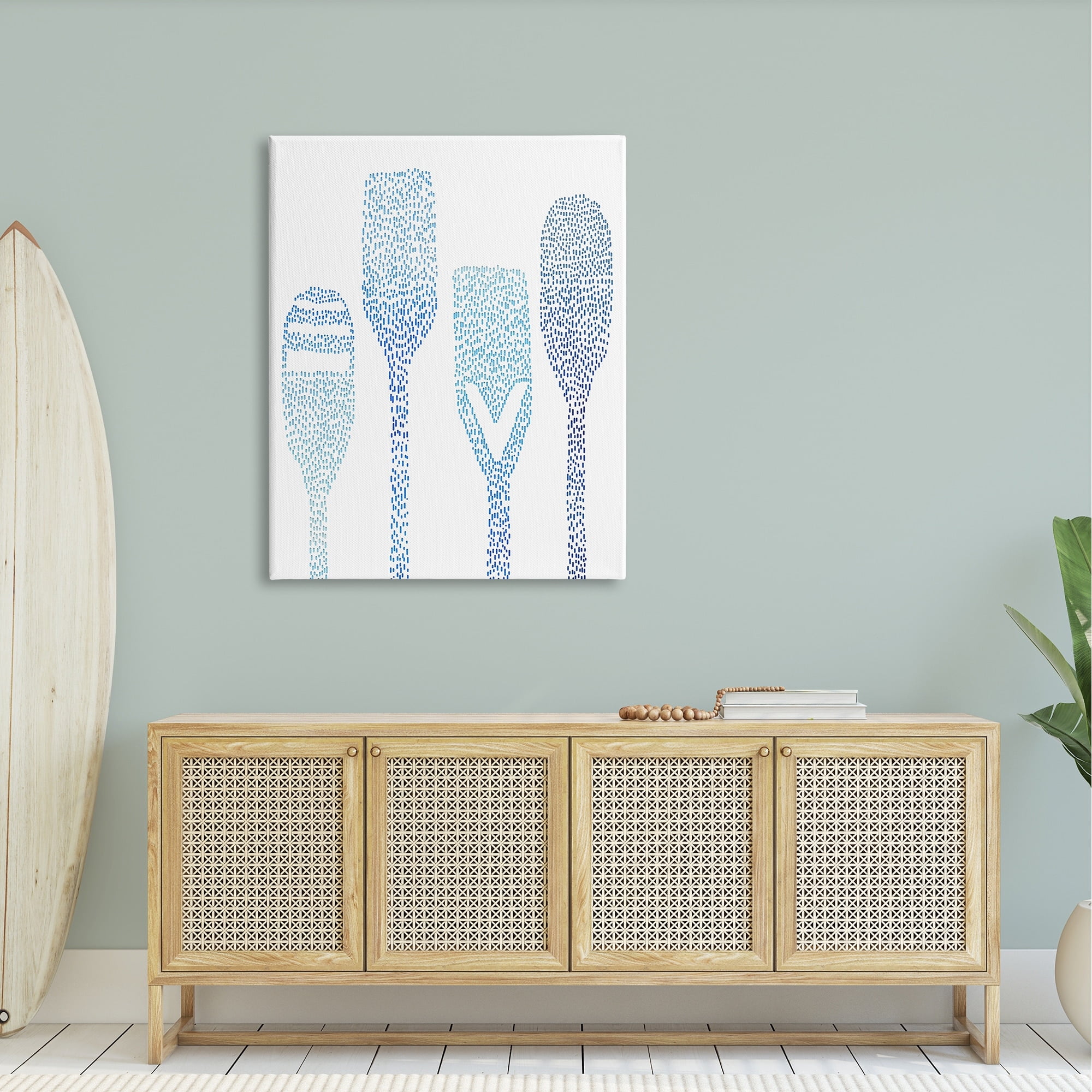 Stupell Boat Oars Abstract Stipple Pattern Landscape Painting Gallery Wrapped Canvas Print Wall Art