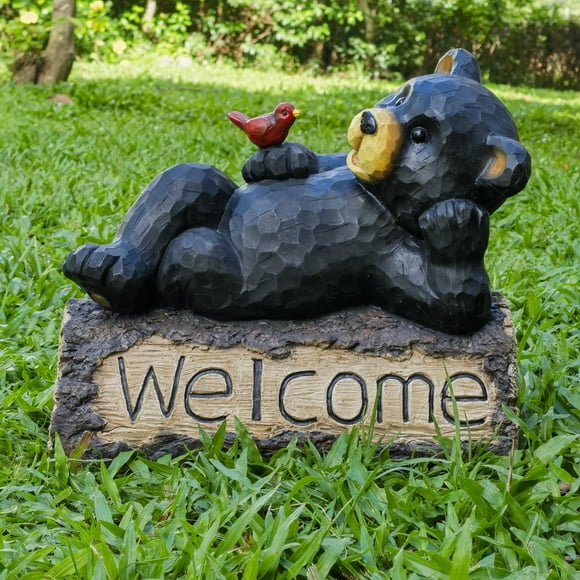 Cartel de bienvenida de Hi-Line Gift Ltd con forma de oso con cardenal para exteriores