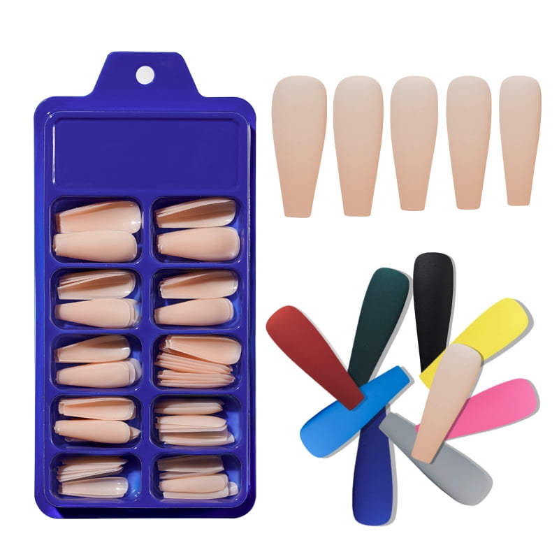 100pcs/Box Coffin False Nail Mixed Size Solid Color Matte Artificial Extension Form For Fake Nails Accessories Tips Fingernails*