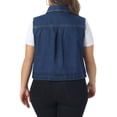 thumbnail image 4 of DARING DIVA Women's Plus Collared Neck Button Down Waistcoat Jean Vest 4X Dark Blue, 4 of 6
