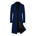 thumbnail image 5 of Men's Long Trench Coats Classic Winter Coat Single Breasted Jacket Solid Peacoat Notched Collar Overcoat Business Topcoat Chesterfield Coat, 5 of 8