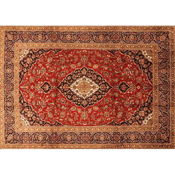Ahgly Company Indoor Rectangle Medallion Orange Traditional Area Rugs, 3' x 5'