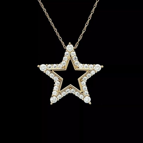 1 Ct Round Cut Simulated Diamond Star Charm Pendant 14k Yellow Plated