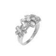 thumbnail image 2 of Sterling silver 925 Hawaiian 3 plumeria flower ring cz rhodium plated size 3, 2 of 5