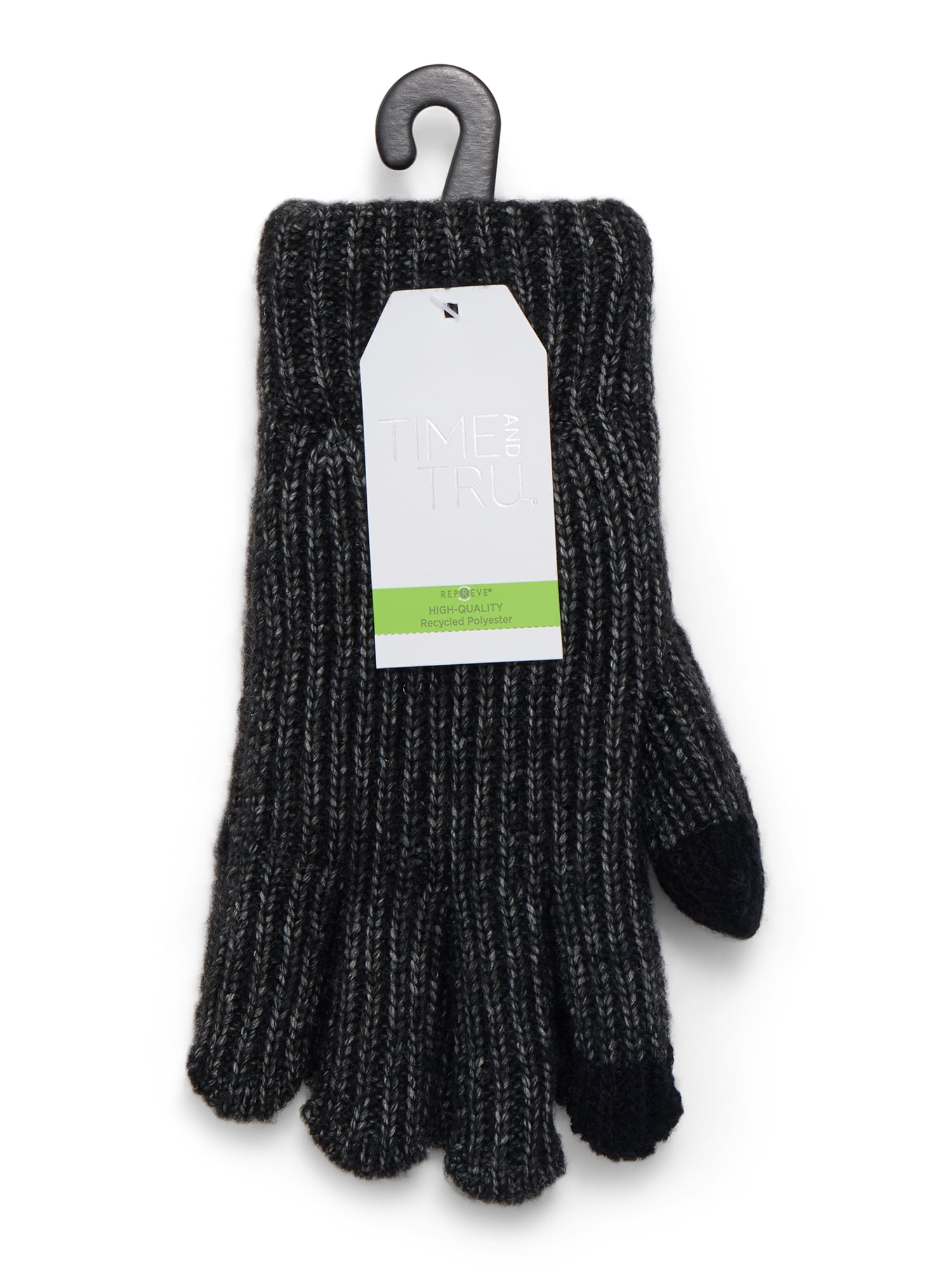 Time and Tru Women's Tech Touch Lined Rib Gloves, Knit, One Size
