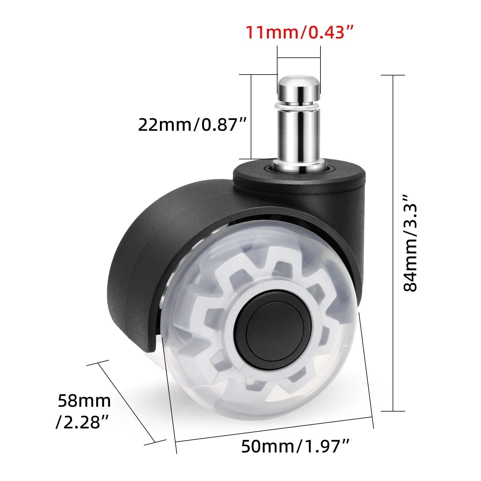 5PCS Universal Mute Wheel Office Chair Caster Swivel Rubber Soft Safe Rollers Furniture Hardware Chair Wheels For Desk Office ,Reliable