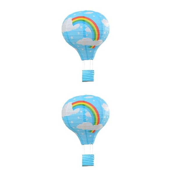Naiovety Linternas colgantes reutilizables de papel, amplia aplicación con acabado táctil, globo grande, arcoíris azul, diámetro de 30CM arcoiris azul diámetro 30CM 2Conjunto