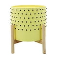 thumbnail image 5 of Ceramic Planter with Stand - Modern Ceramic Pot, Durable & Stylish, Indoor & Outdoor Decorative Plant Holder, Lightweight, Wooden Legs - 11" Yellow, 5 of 5