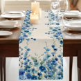 thumbnail image 3 of Table Runners 90 Inches Long Dress Scarves, Spring Blue Floral Farmhouse Coffee/Dining/Kitchen Table Runner for Living Room, Farmhouse Weeping Floral Leaves Burlap 13x90 Inch, 3 of 9