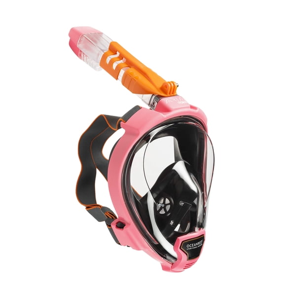 OCEAN REEF - Máscara de snorkel Aria QR + de liberación rápida - Máscara de snorkel de cara completa - Visión subacuática de 180 grados - 5 colores y 3 tamaños - Color rosa - Talla M/L