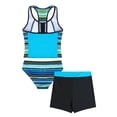 thumbnail image 2 of YEAHDOR Kids Girls 3Pcs Swimsuit Stripped Front Zipper Tank Top with Briefs and Shorts Bathing Suit Green 10, 2 of 7