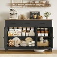thumbnail image 4 of Hiphuta 47"W Buffet Cabinet with Adjustable Shelf, Modern Farmhouse Coffee Bar with 3 Drawers and Sturdy Base for Small Space and Living Room, Black, 4 of 7