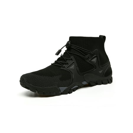 

Fangasis Mens Hiking Shoes Lace Up Athletic Shoe Sports Sneakers Womens Trainers Jogging Casual Knit Upper Black 10