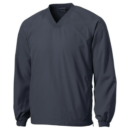 French Rib Knit Jacket - Sport-Tek Men's Rib Knit V-Neck Collar Soft Raglan Wind Shirt