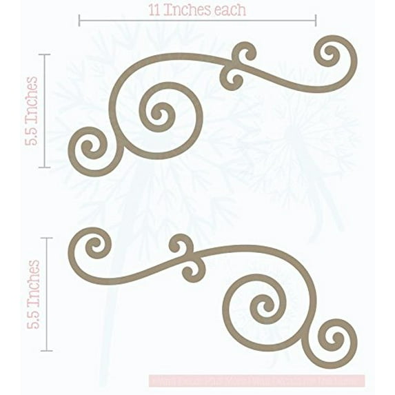 Curly Swirls 2pc Wall Art Decals Vinyl Stickers Home Décor 11x5.5-inch Tumbleweed