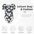 thumbnail image 6 of Uemuo Daisies Flowers Pattern Women's One Piece Short Sleeve Swimsuit Rash Guard Surfing Modest Quick-drying Swimsuit Beach Essentials-, 6 of 9