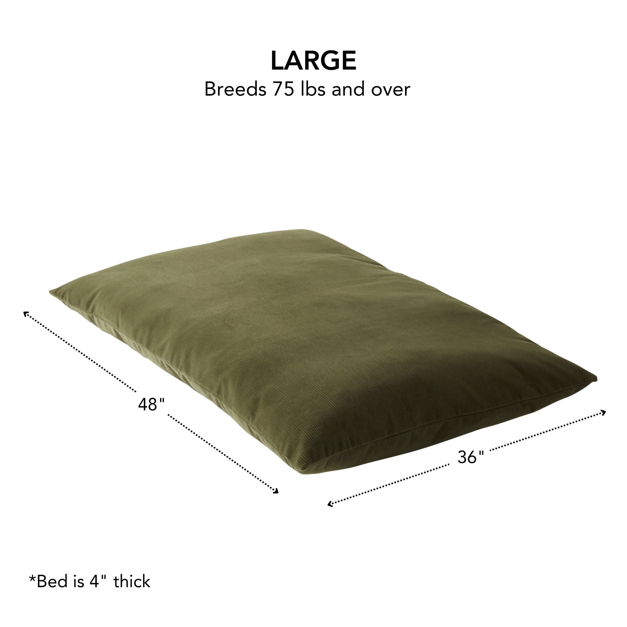 Happy Hounds Charlie Corduroy Reversible Throw Dog Bed, Large (48" x 36"), Sage Green