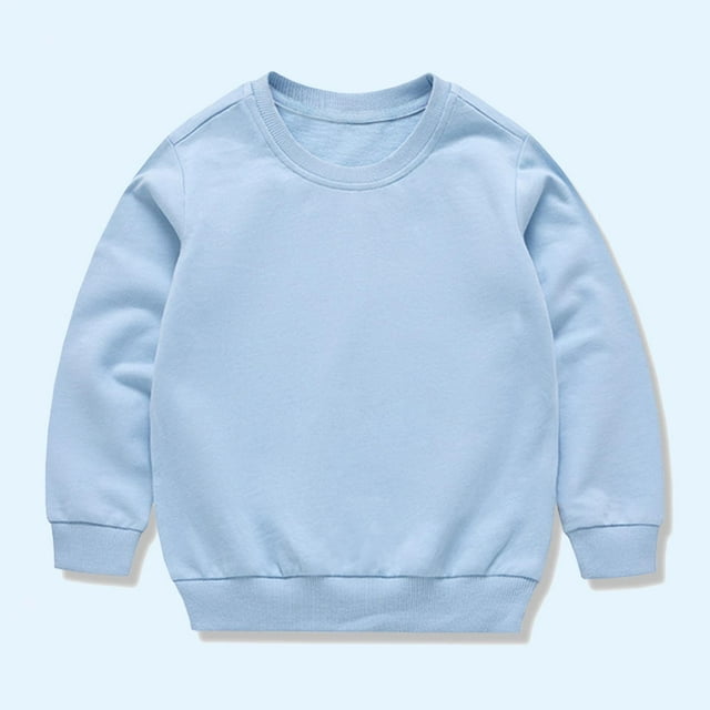 Chandail à Capuchon Unisexe Uni, Col Rond Manches Longues pour Garçons/filles Bleu Clair 3 Ans
