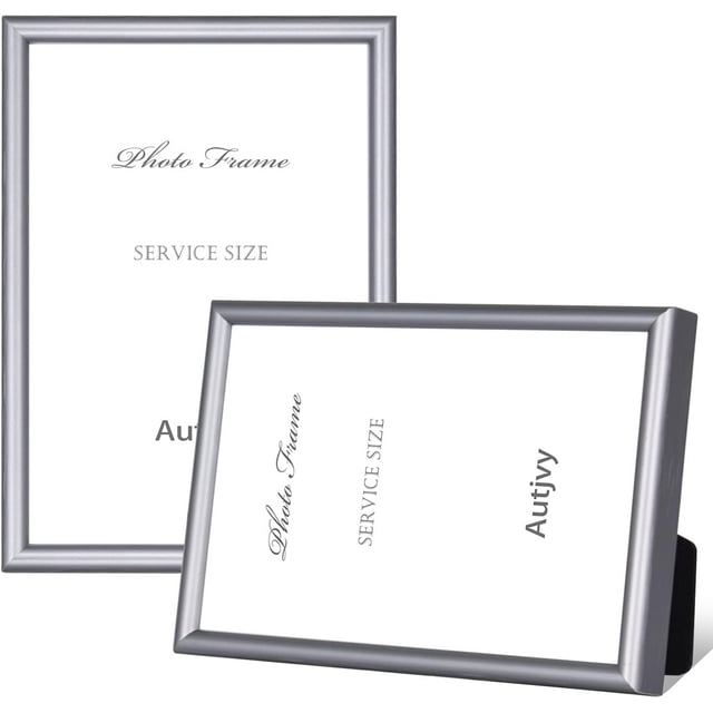 FrostHike 3.5x5 Picture Frame Silver Brushed Modern Simple Thin Aluminum Metal Photo Frame with HD Real Glass, Display for Tabletop and Wall Collage. (2 Pack)