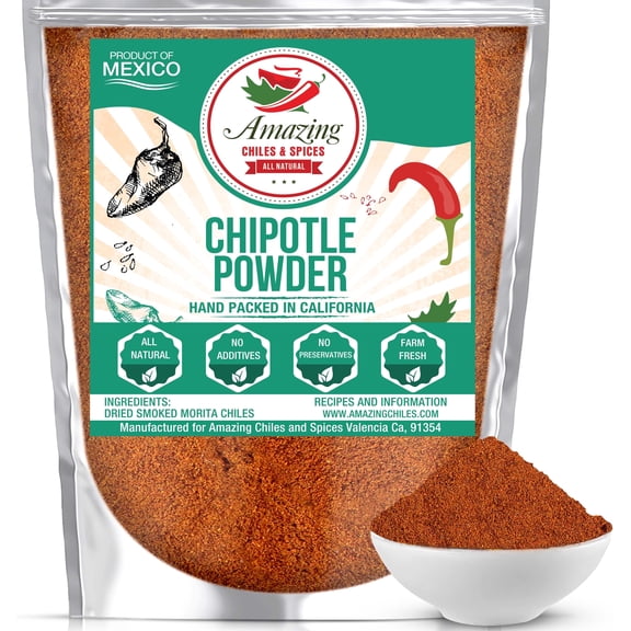 Amazing Chiles & Spices Chipotle Chile Powder, Ground Smoked Chili, 4 oz, Medium to High Heat