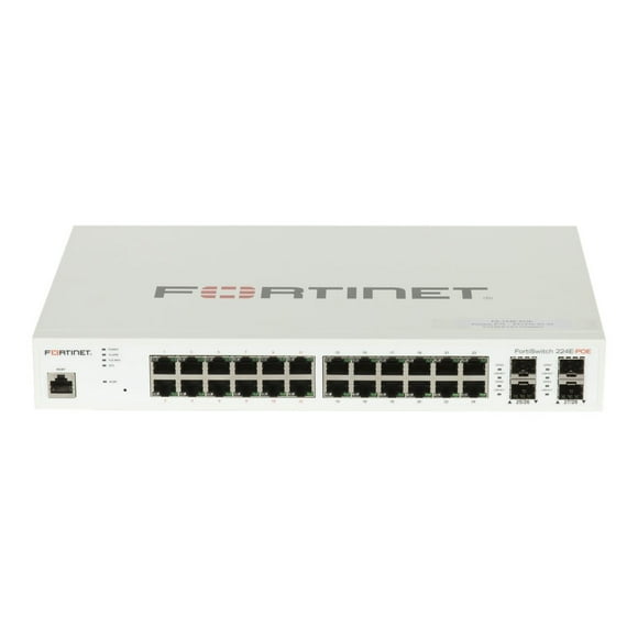 Fortinet FortiSwitch 224E-POE - Switch - L3 - managed - 12 x 10/100/1000 (PoE+) + 12 x 10/100/1000 + 4 x Gigabit SFP - rack-mountable - PoE+ (180 W)