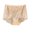 thumbnail image 2 of YWDJ Period Underwear for Women Breathable Lace Lightweight High Waist No Show Solid Color High Waisted Mesh Breathable and Sexy Lace Hollow Underwear Panties Beige L, 2 of 6
