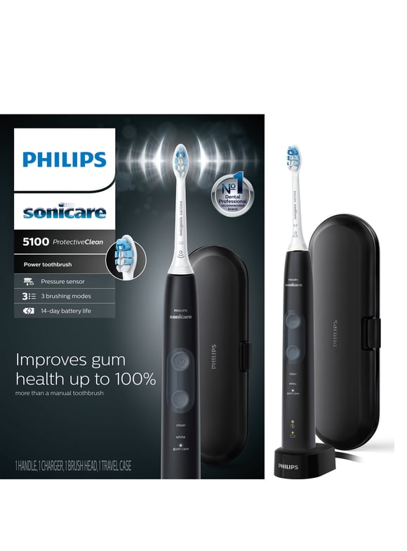 Philips Sonicare ProtectiveClean 5100 Gum Health, Rechargeable Electric Toothbrush, Black HX6857/11