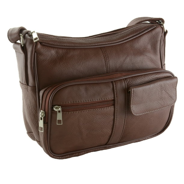 SBR Designs Women's Leather Organizer Purse Shoulder Bag Multiple