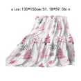 thumbnail image 3 of Linnome Christmas Tree Print Fleece Blanket - Soft Warm Pink Holiday Throw for Sofa, Bed and Camping Festival Use, 3 of 7
