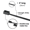 thumbnail image 3 of 8" 50lb Black Double Loop Cable Ties 100/Bag Part #DL8-50-0C, 3 of 4