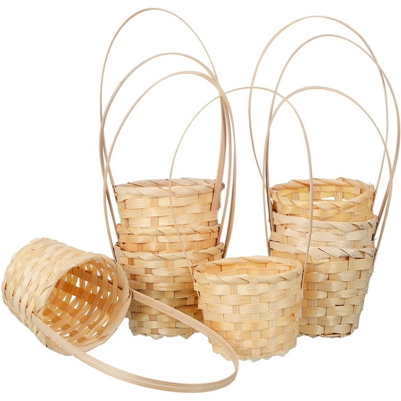 OATIPHO Woven Handmade Flower Baskets 8Pcs Handmade Baskets Khaki Bamboo For Decorative Item