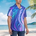 thumbnail image 3 of Susaid Swirl Blue And Purple Print Hawaiian Shirts for Men Women,Hawaiian Summer Short-Sleeve Casual Relaxed-Fit Button-Down,3X-Large, 3 of 7