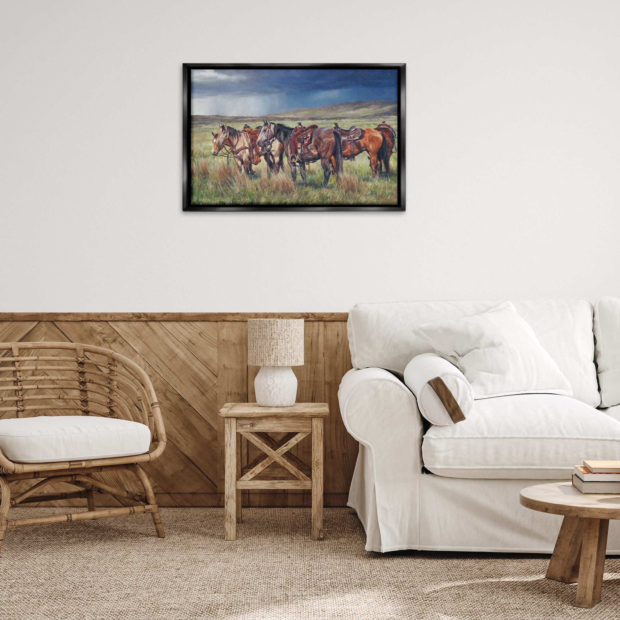 Stupell Industries Hurry Up & Wait Animals & Insects Painting Black Floater Framed Canvas Art Print Wall Art, 31 x 21